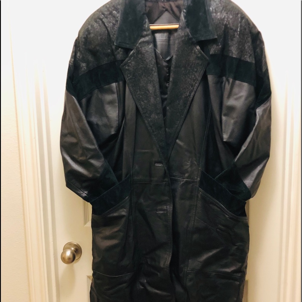 Womens long leather coat excellent condition